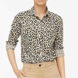 NWT J. Crew Leopard Print Button Up long sleeve medium